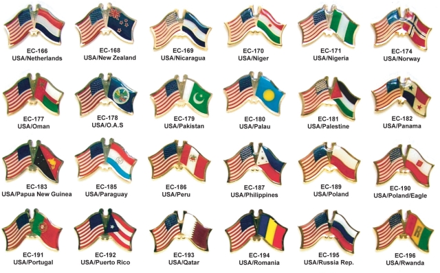 page 4 world flag / USA friendship pins